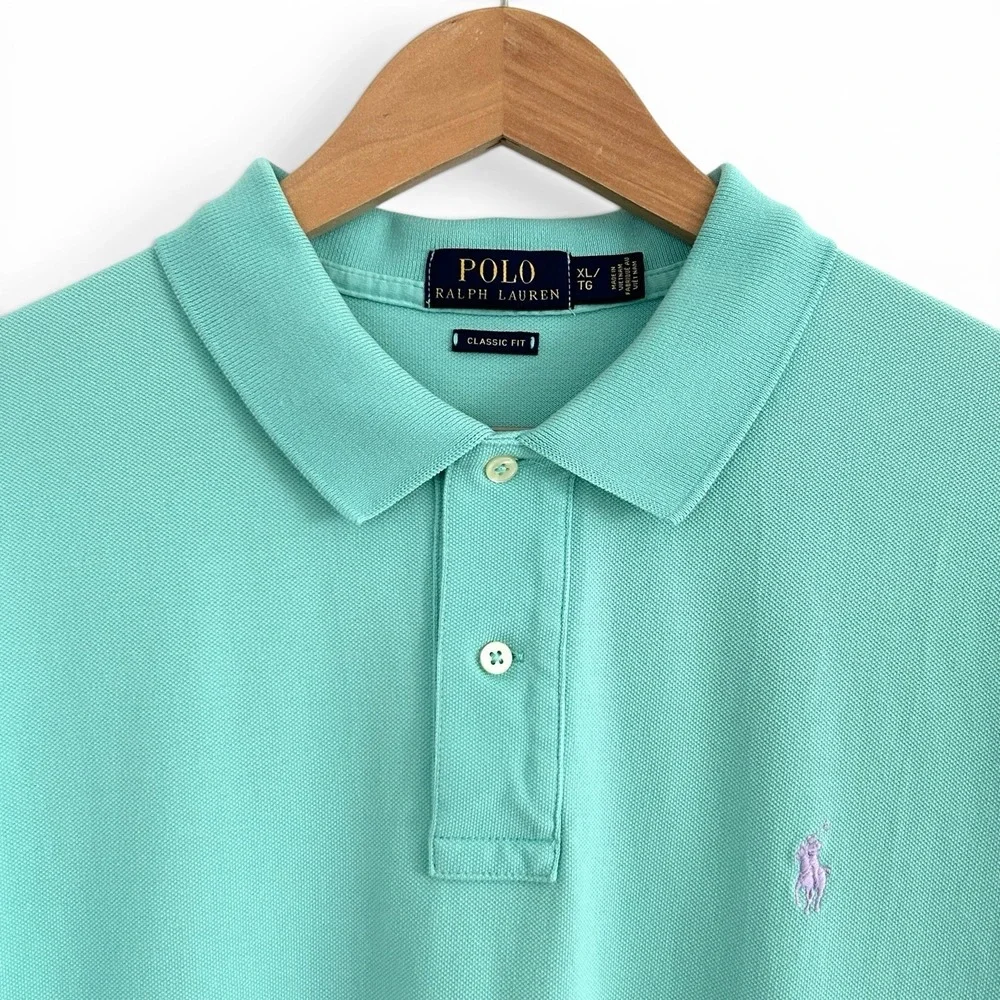 Polo by Ralph Lauren Men's XL Green Classic Fit 100% Cotton Mesh Knit Polo Shirt